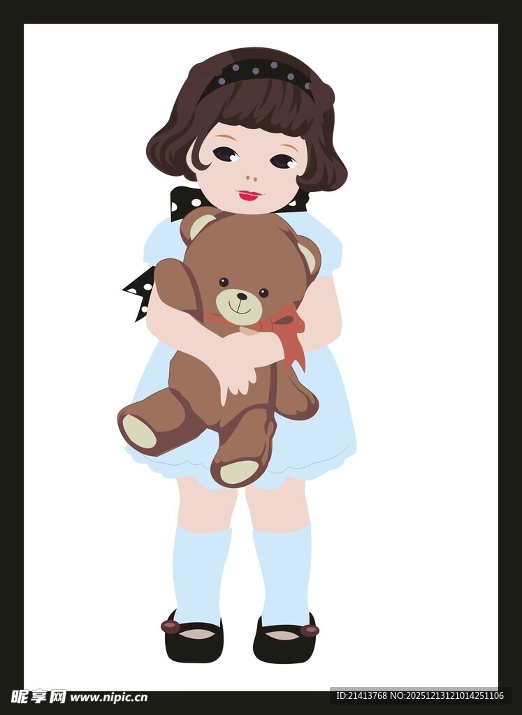 抱泰迪熊的可爱小女孩