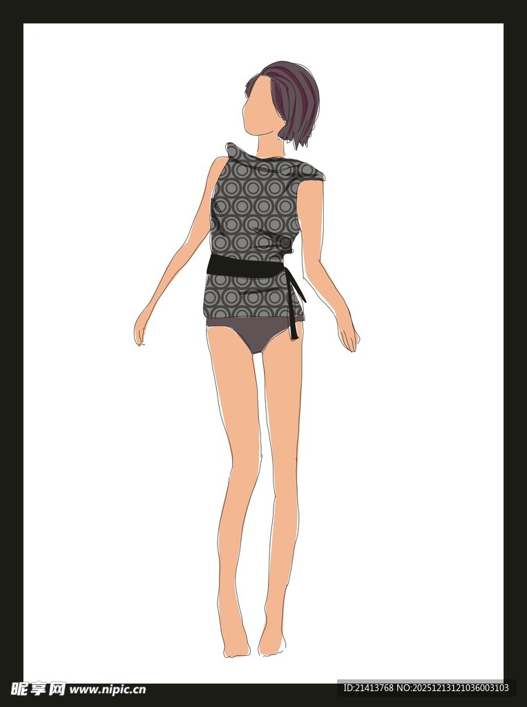 时尚女性连体衣设计图