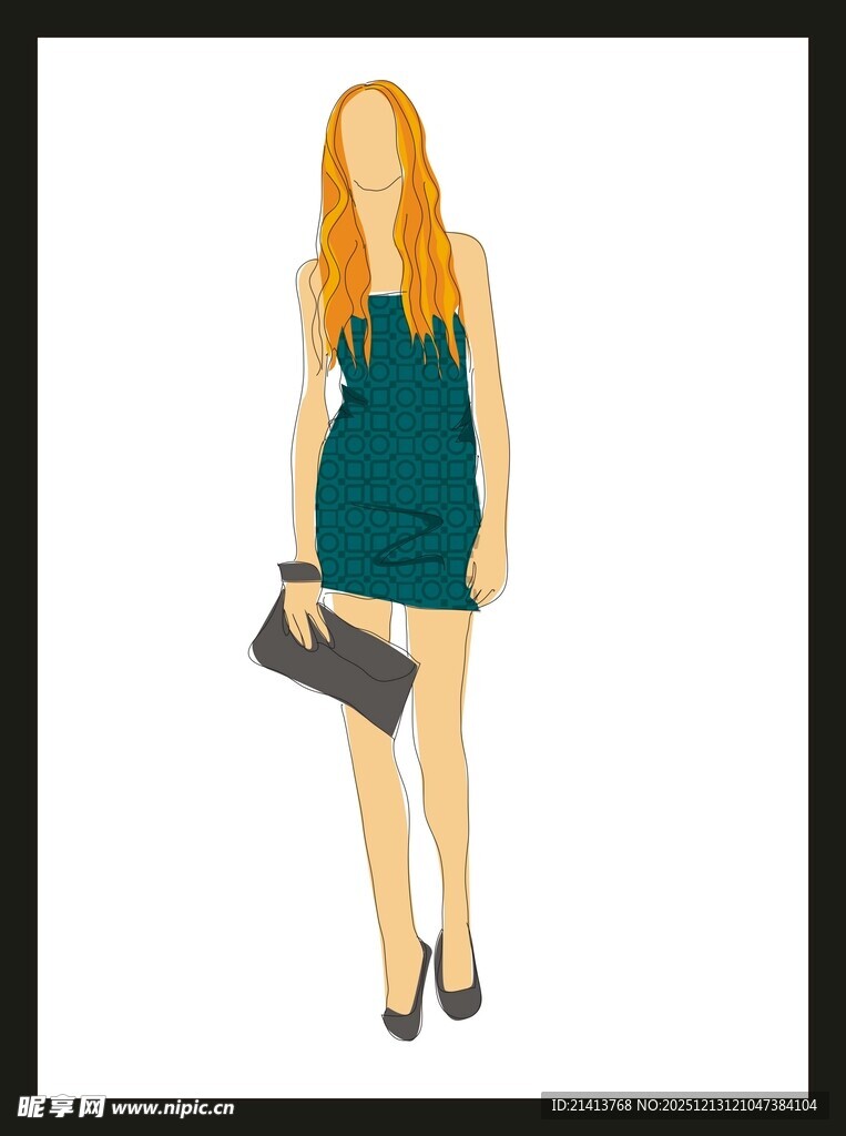 时尚金发女子持包穿搭图