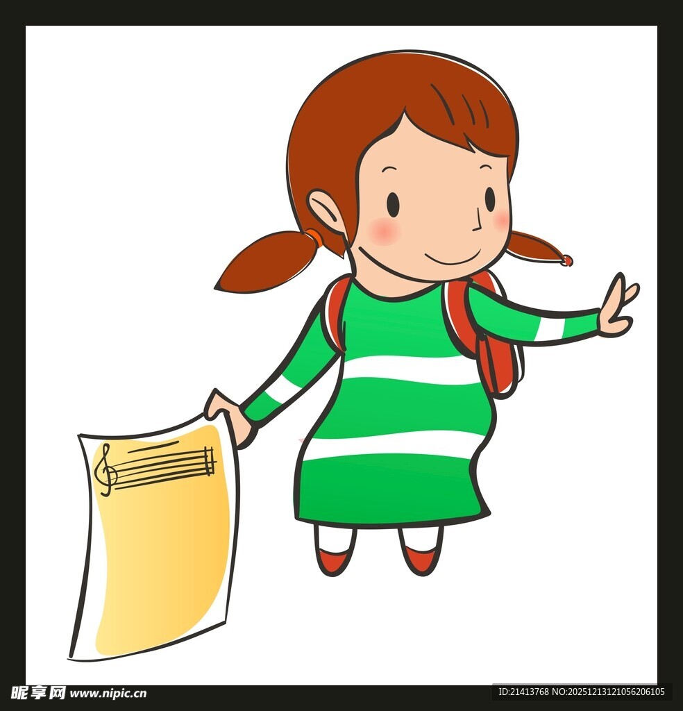 背书包拿纸袋的可爱女孩