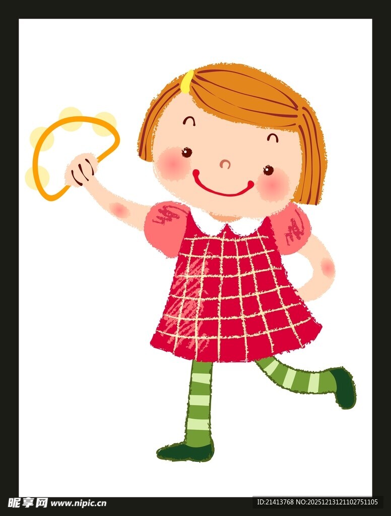 手持圆环的可爱小女孩