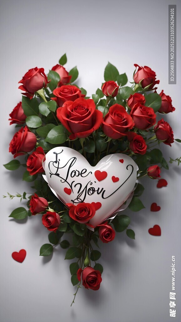 心形玫瑰装饰 浪漫爱意浓