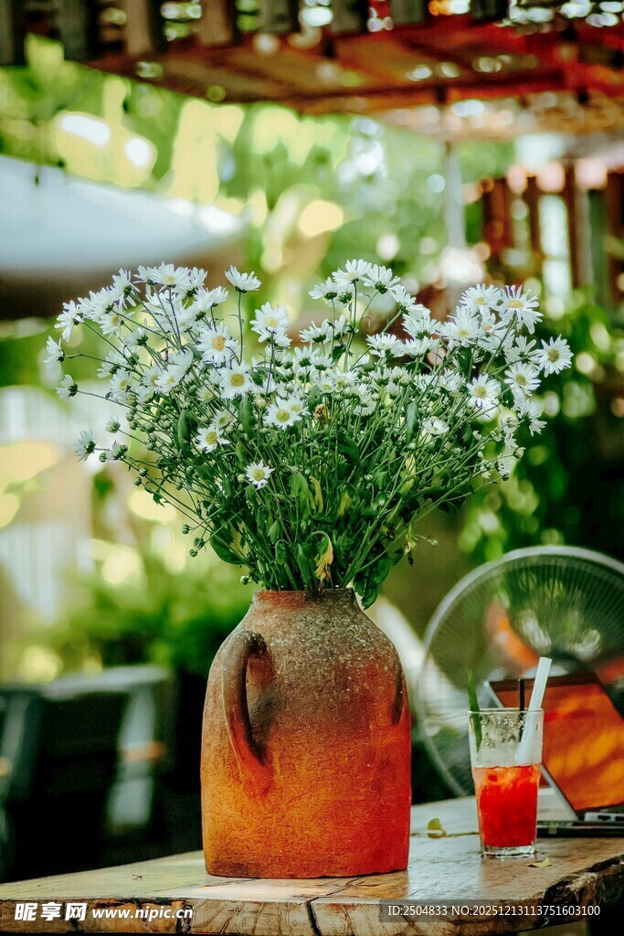 陶瓶绿植装点惬意户外空间