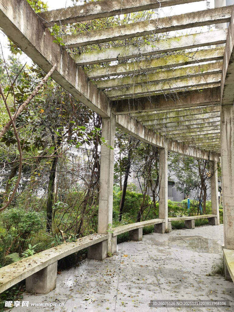 户外木质廊架景观