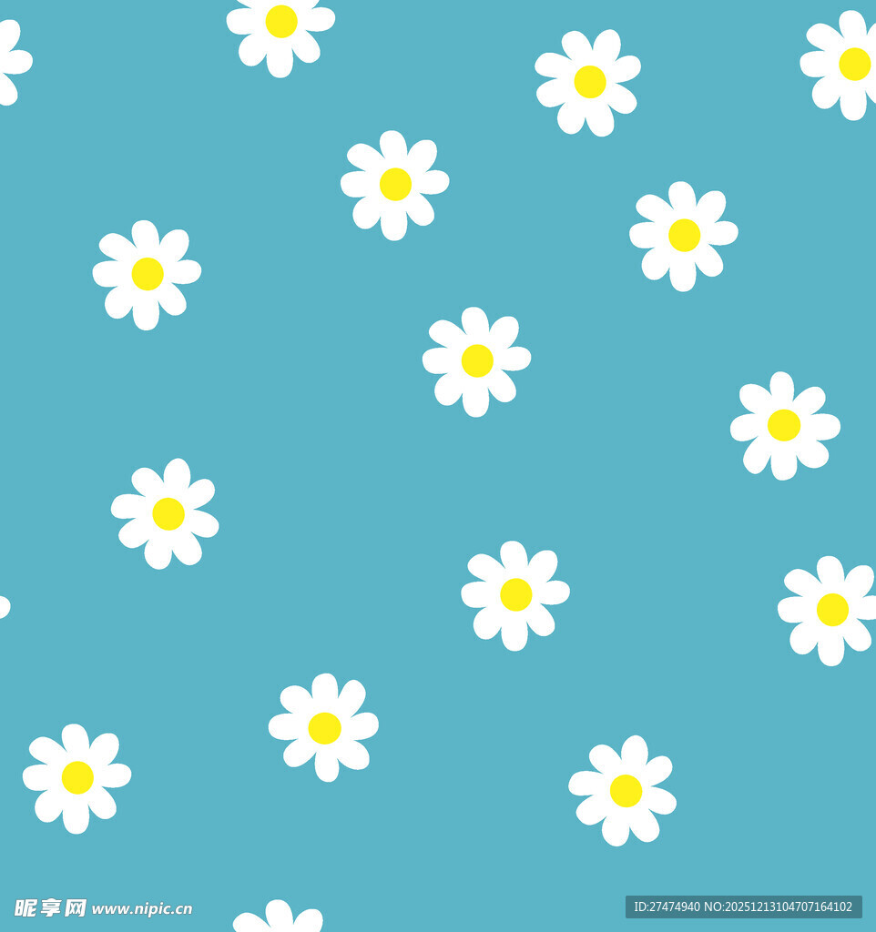 蓝色背景小雏菊图案