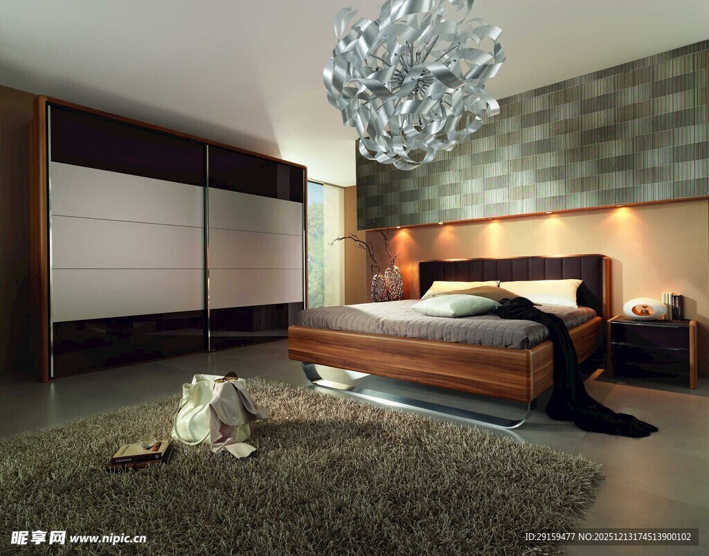 现代奢华卧室室内场景