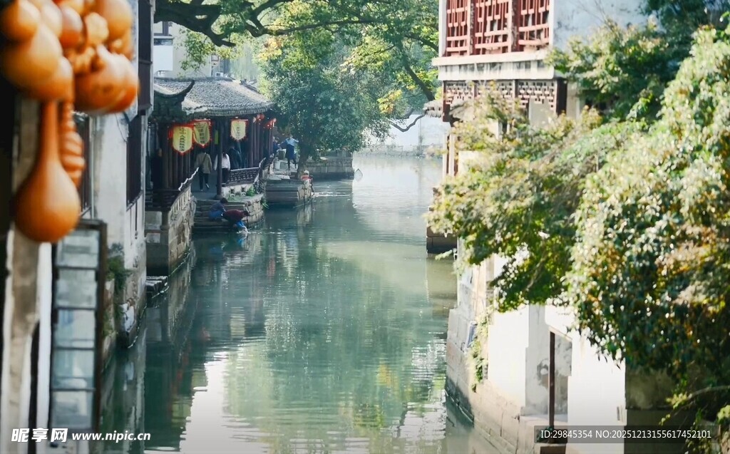 江南水乡小巷河道美景