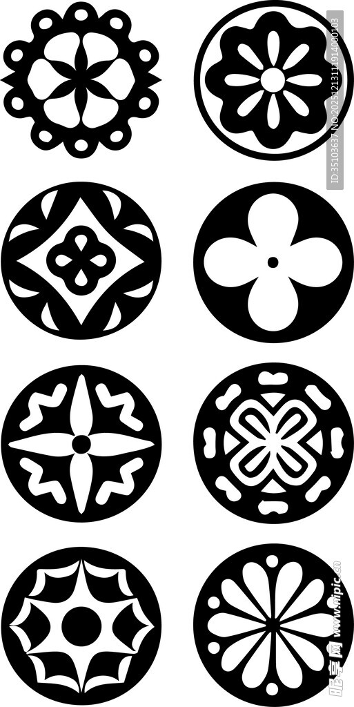 复古黑白几何花纹图案