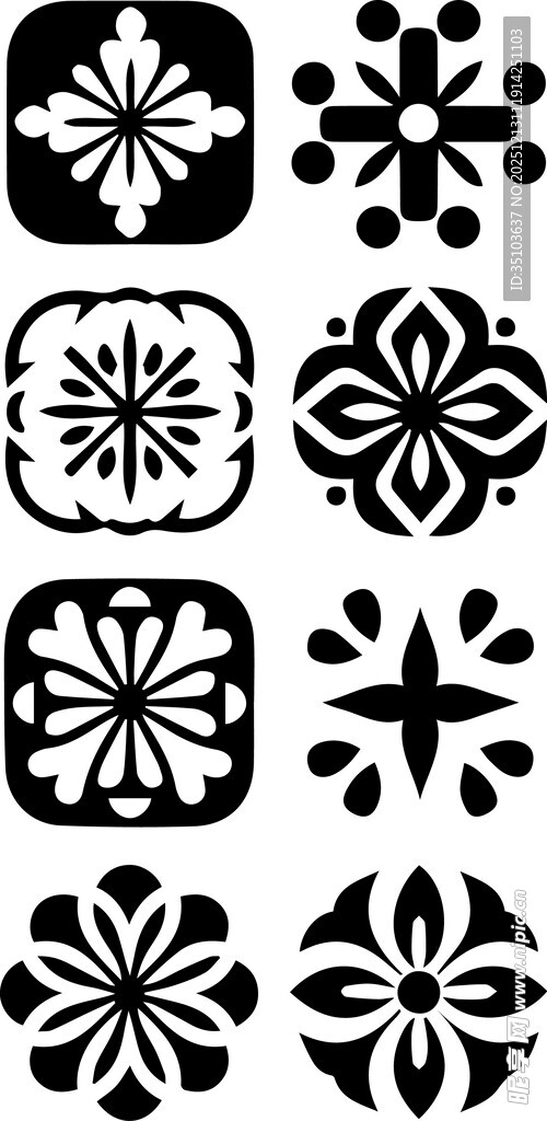 日式传统黑白花纹图案