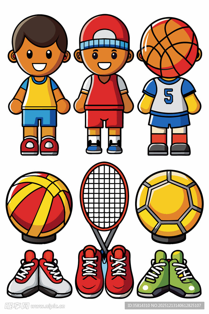 儿童运动装备与卡通人物
