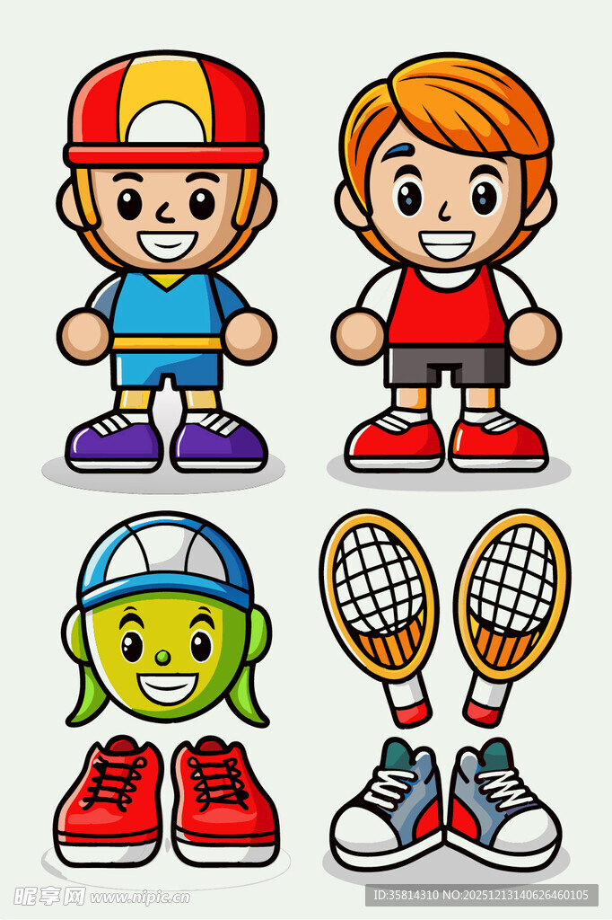 儿童运动装备与卡通形象