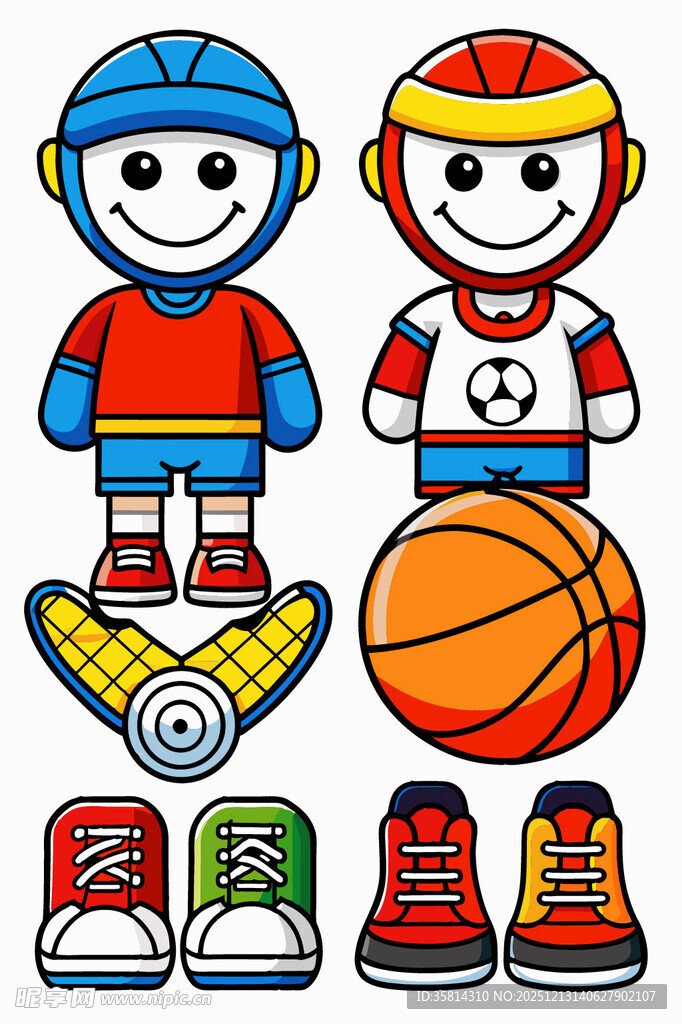 儿童运动装备与卡通形象