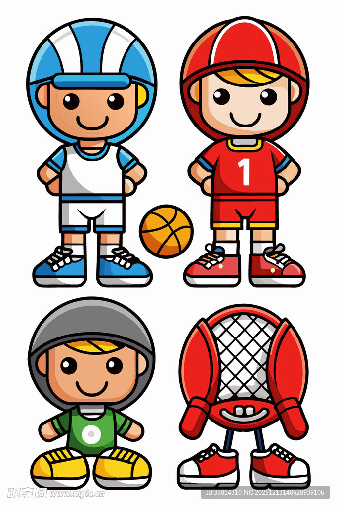 卡通风格的运动小选手们