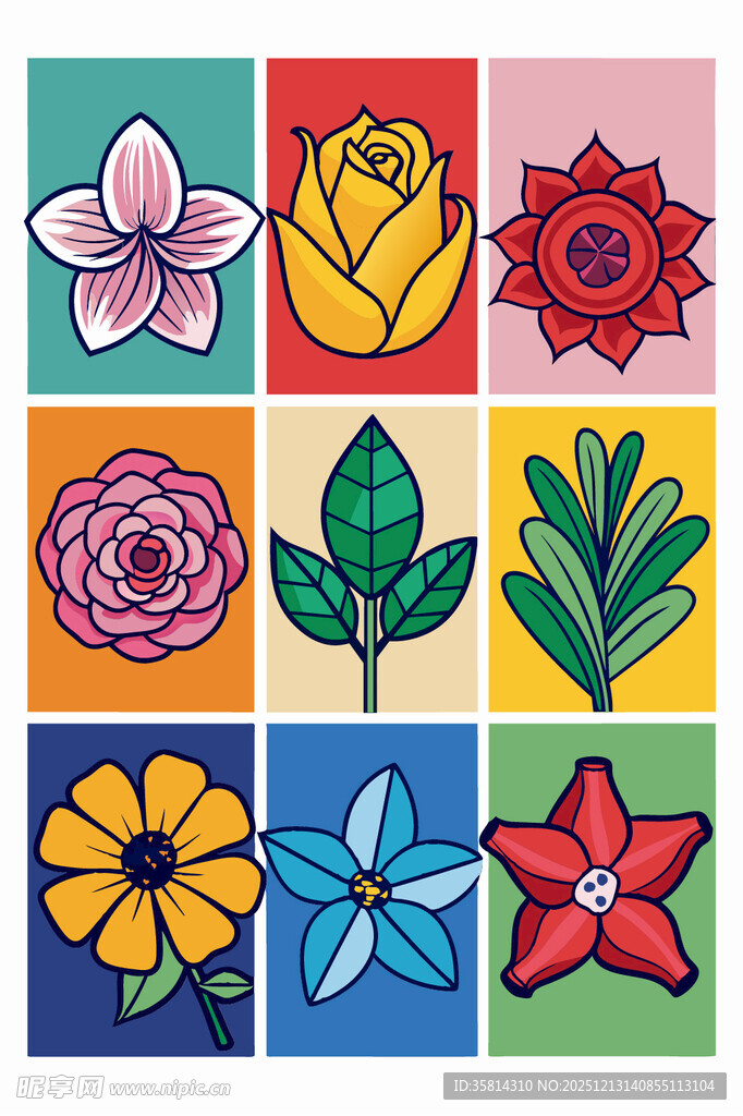 多彩花卉图案集合