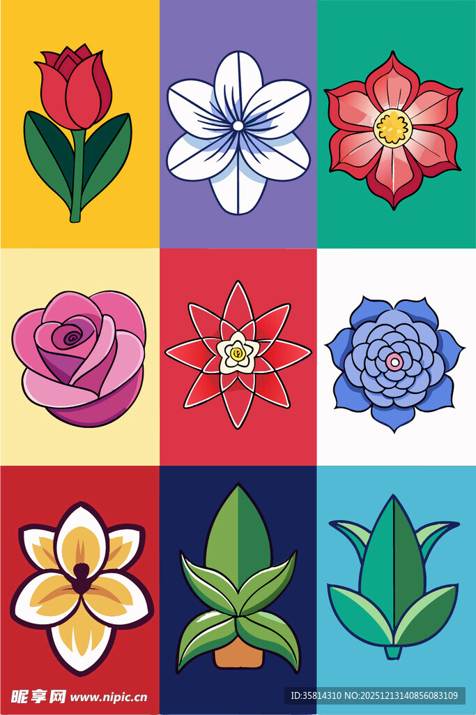 多彩花卉图案集合