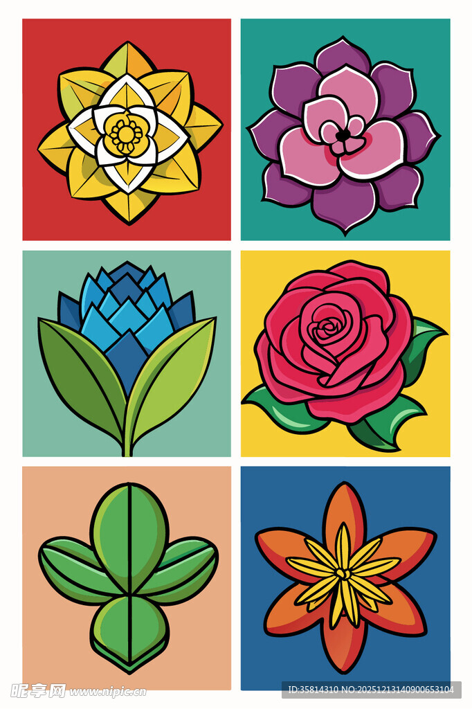 多彩花卉图案集合