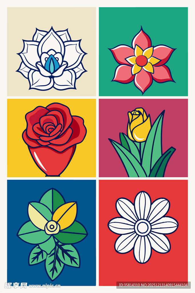 多彩花卉图案集合