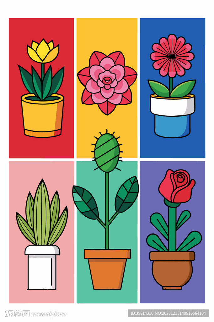 多彩盆栽插画植物大赏