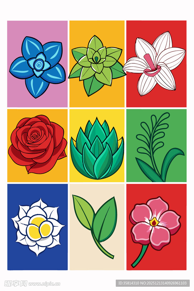 多彩花卉图案集合