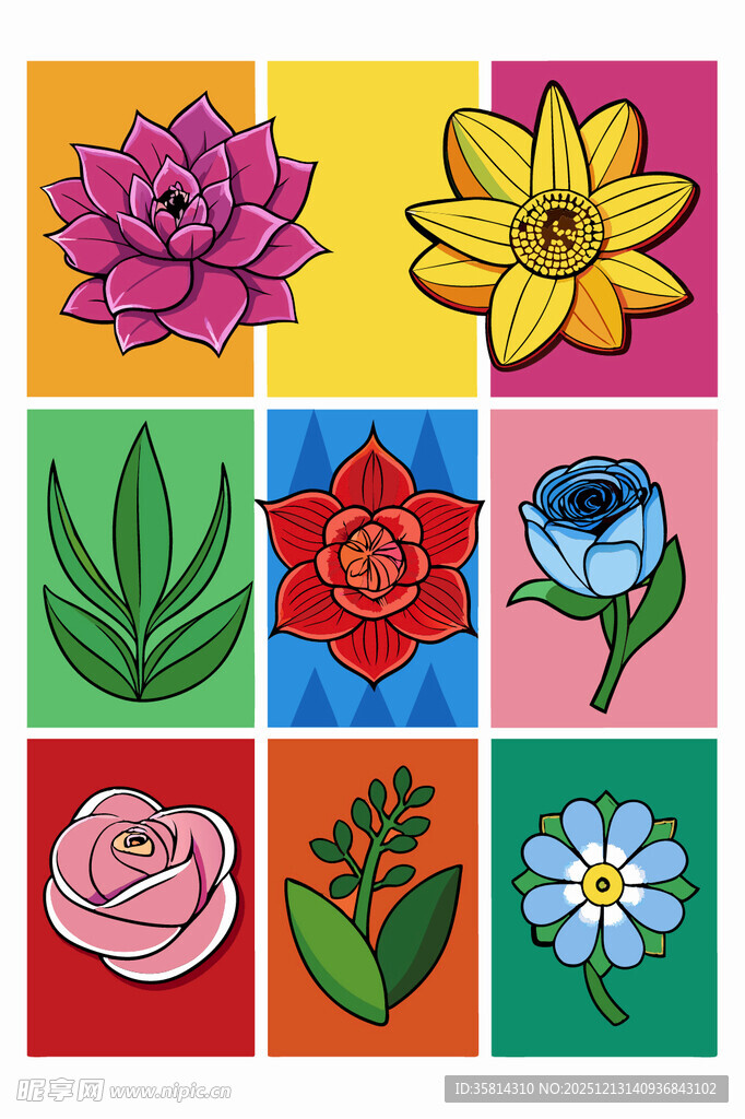 多彩花卉图案集合