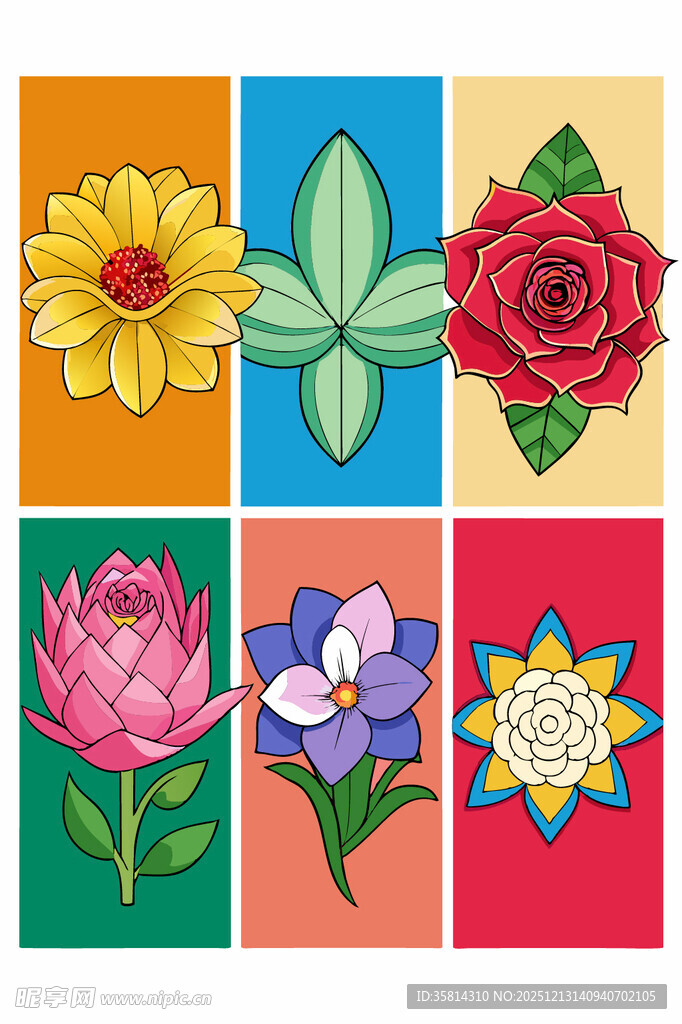多彩花卉插画图案集合