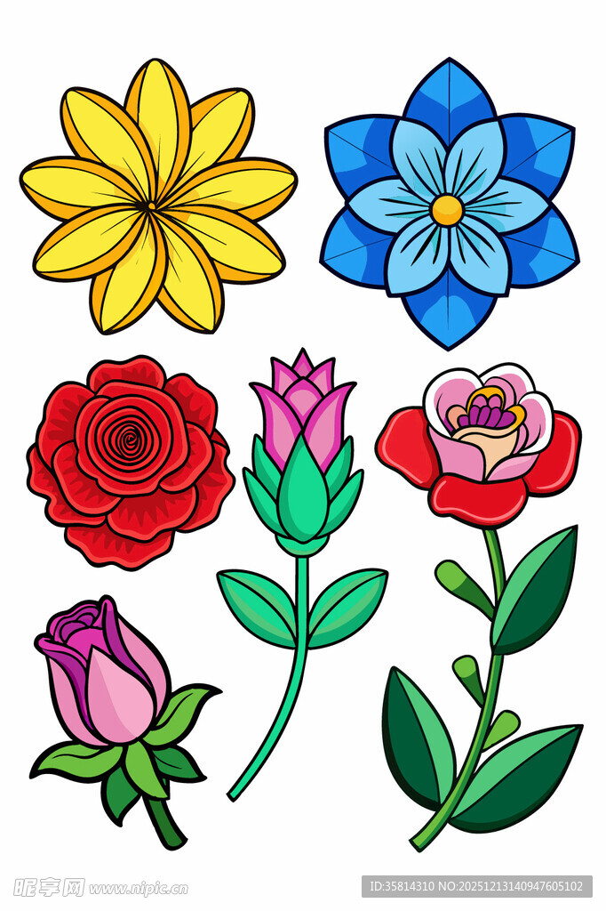 多彩手绘花卉图案集合