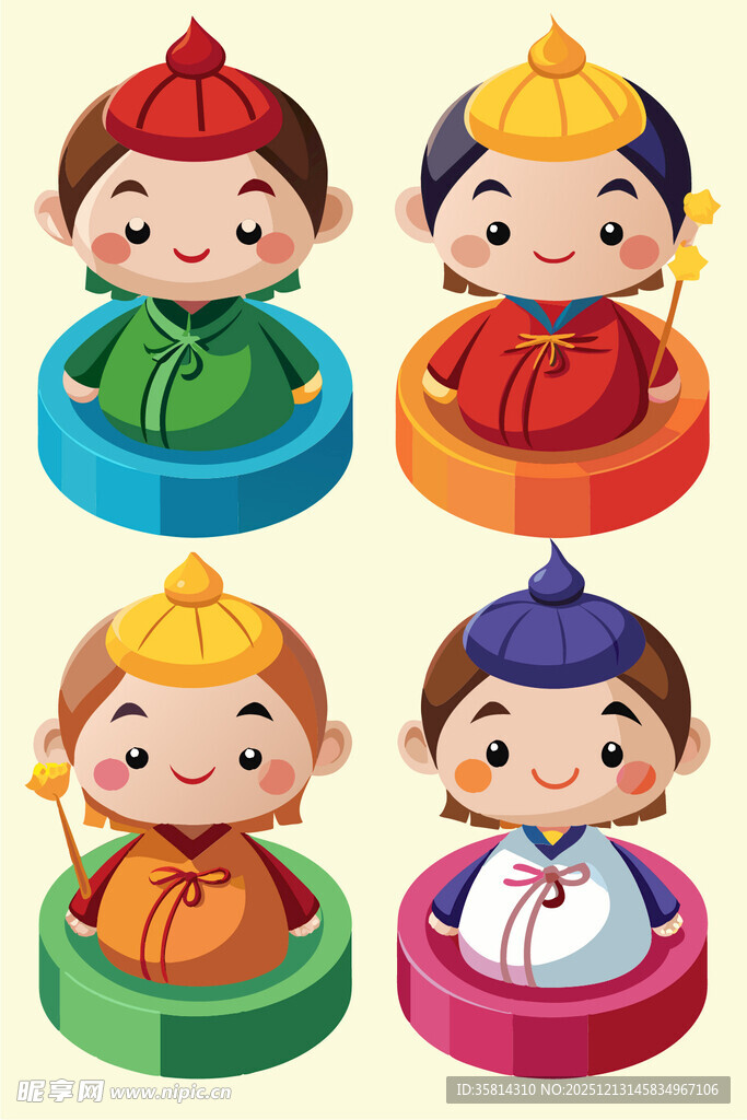 可爱传统服饰卡通娃娃