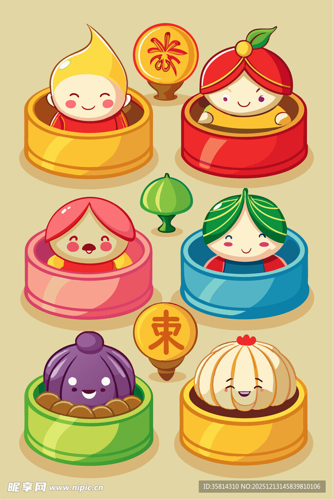 可爱卡通包子形象插画