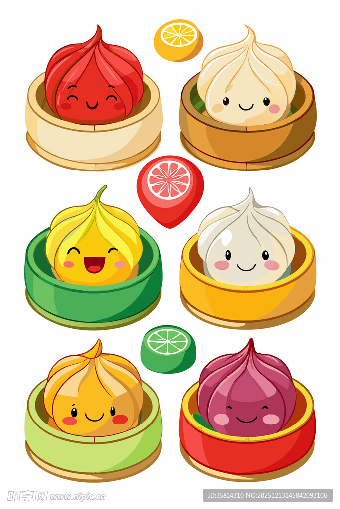 可爱多彩包子插画