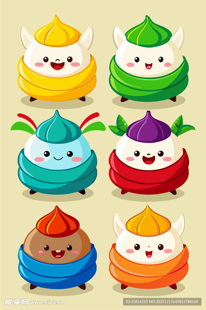 可爱多彩卡通包子形象