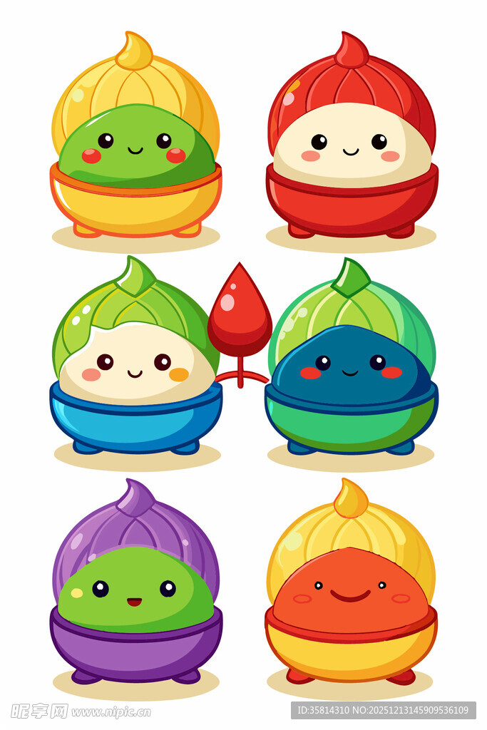 可爱多彩卡通包子形象