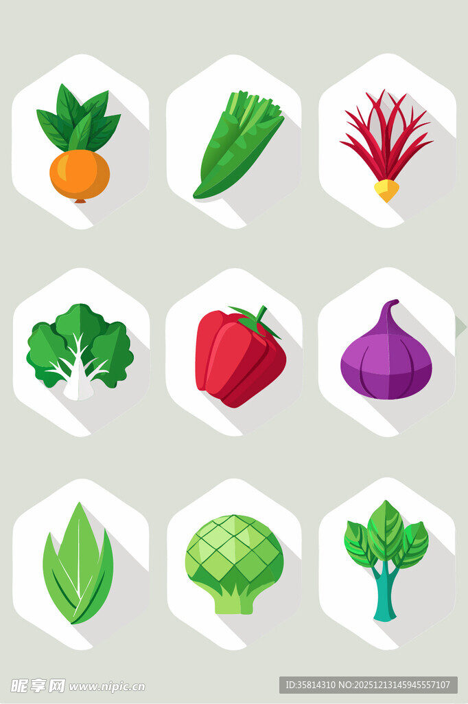 多样蔬菜水果图标集合