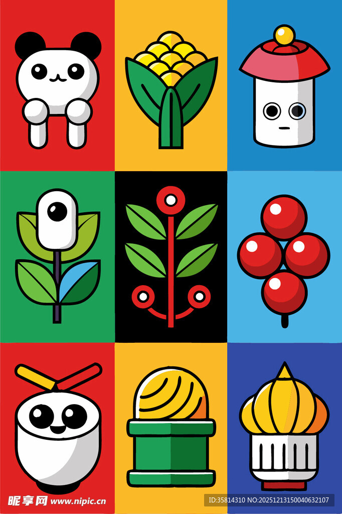 多彩日式风格图标集合