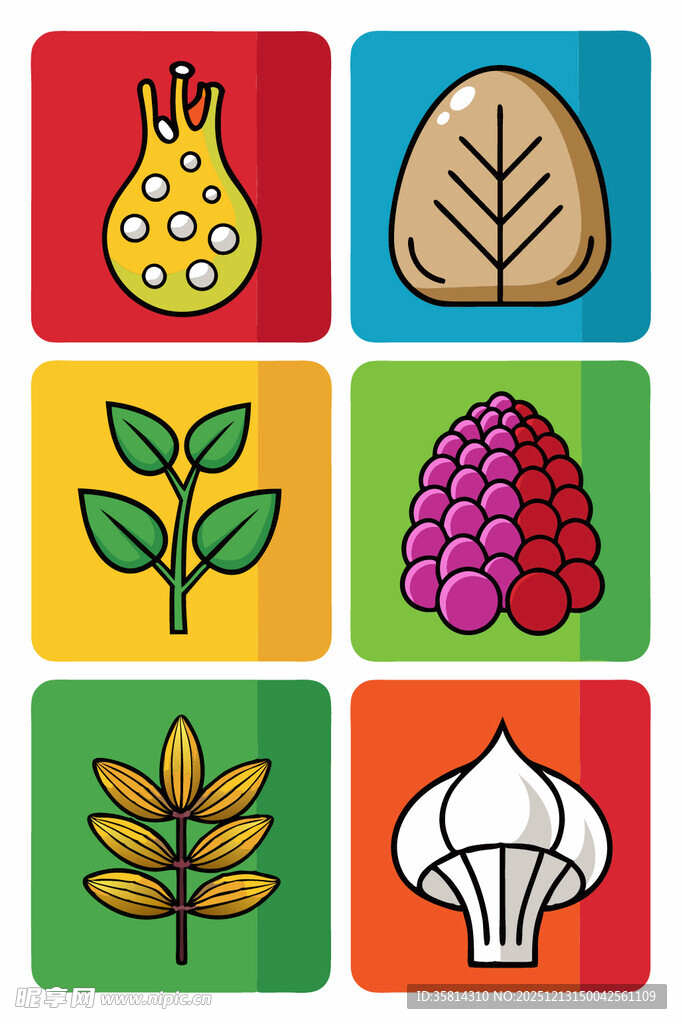 多彩植物图标集合