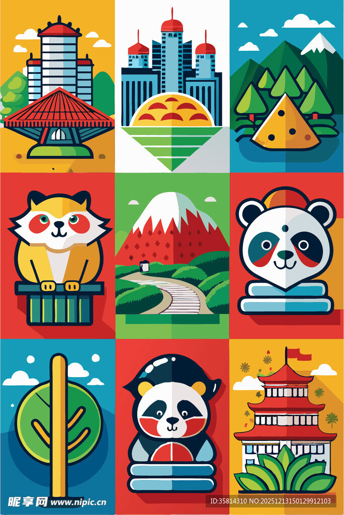 多彩日本元素插画