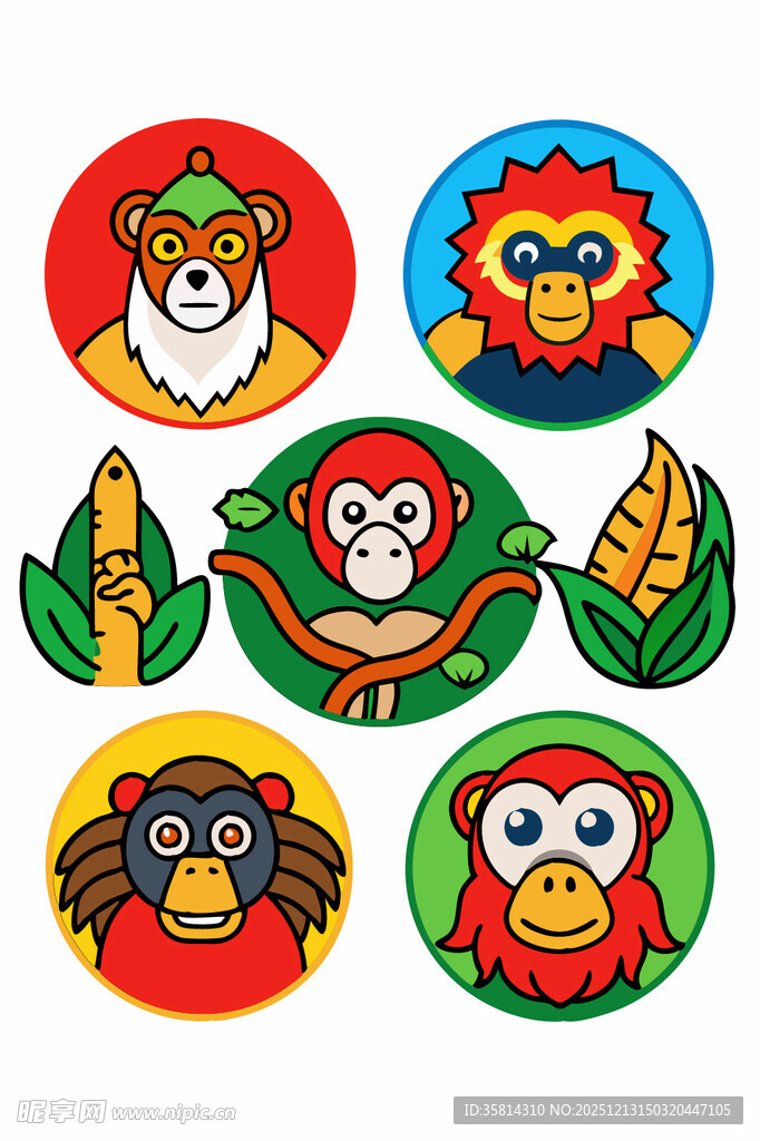 多彩动物头像图标设计