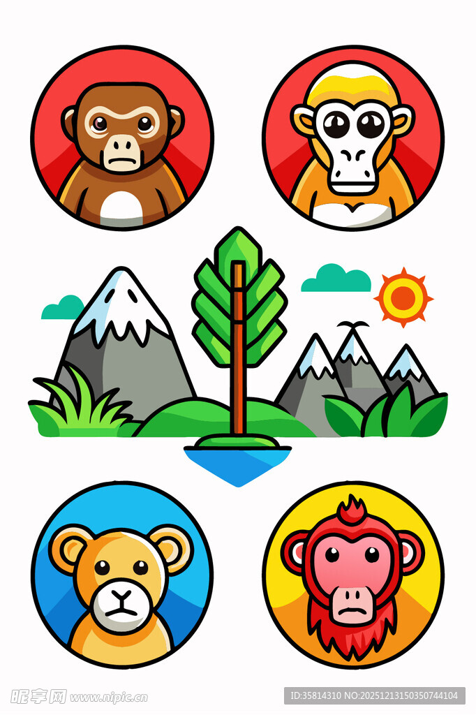 动物与自然风景图标集