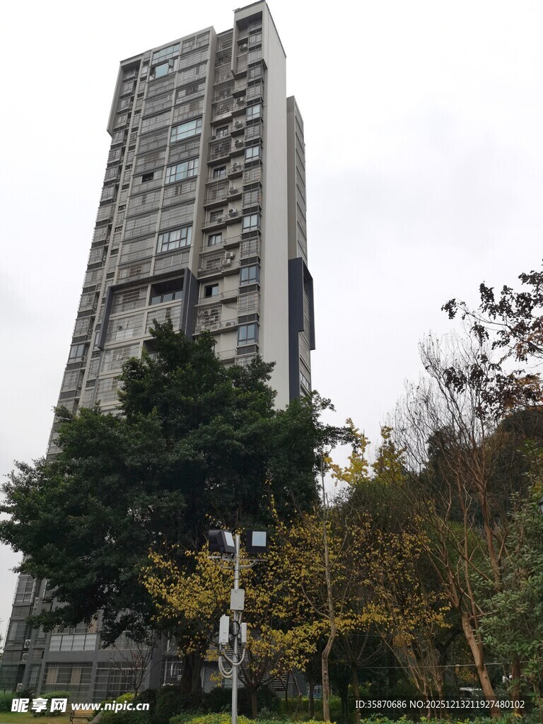 城市中高耸的现代住宅楼