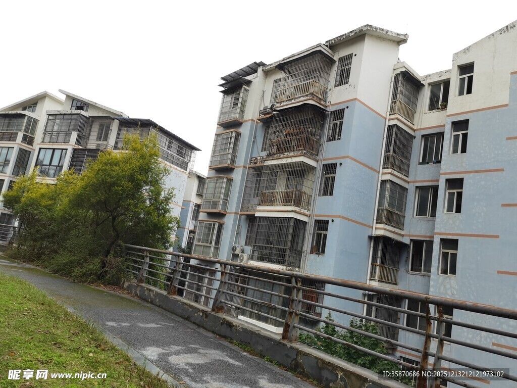 小区住宅楼旁的幽静小路