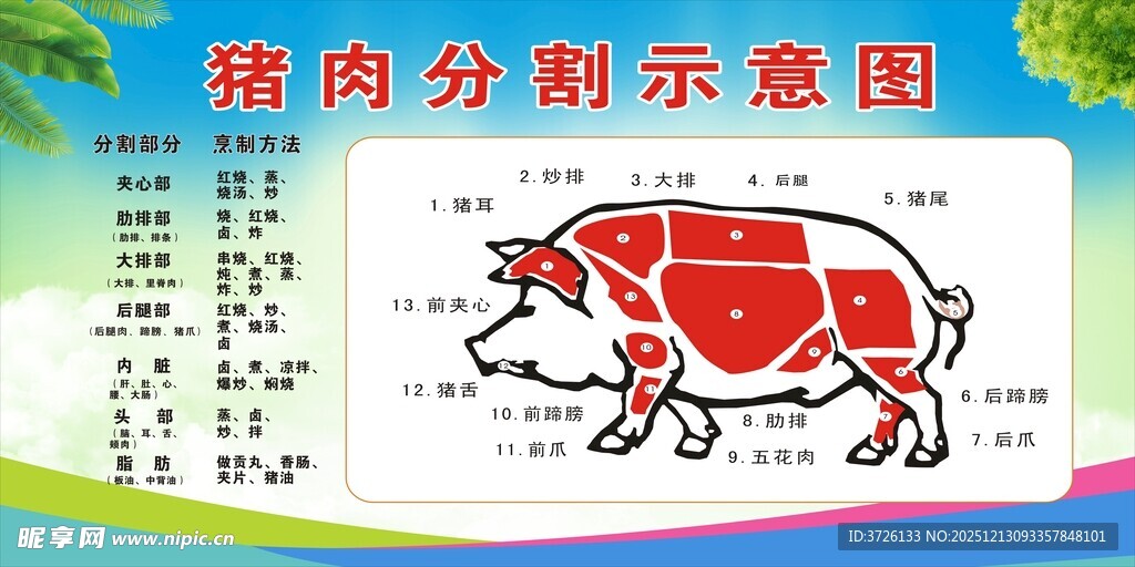 猪肉分割示意图