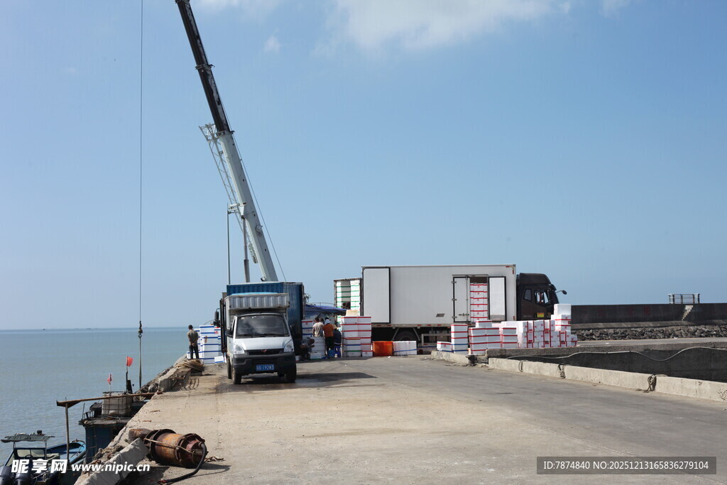 港口码头的工程作业场景