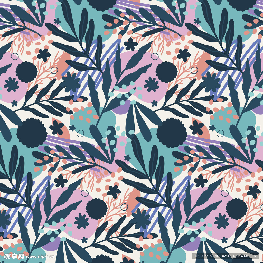 热带植物花卉图案背景