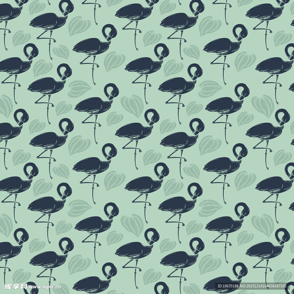 蓝绿色火烈鸟图案背景