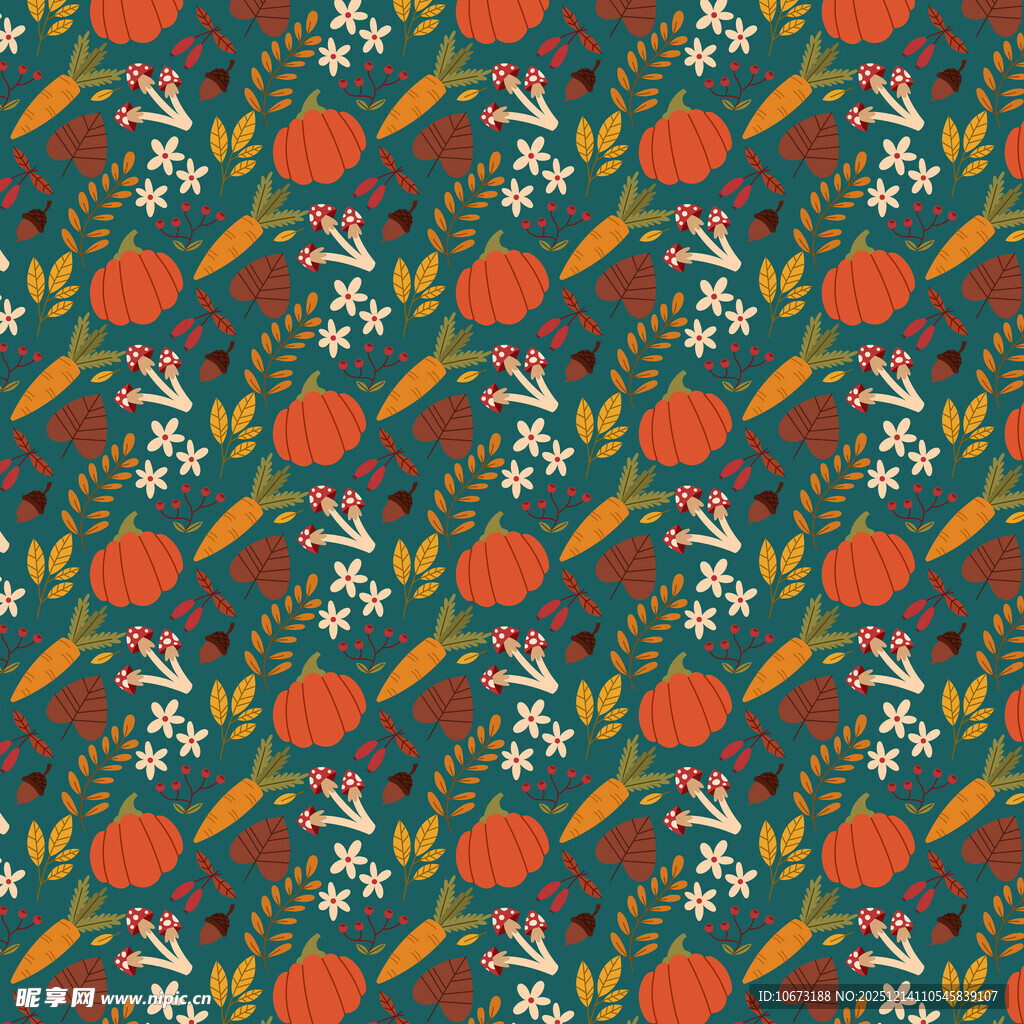 复古风蔬果花卉图案设计