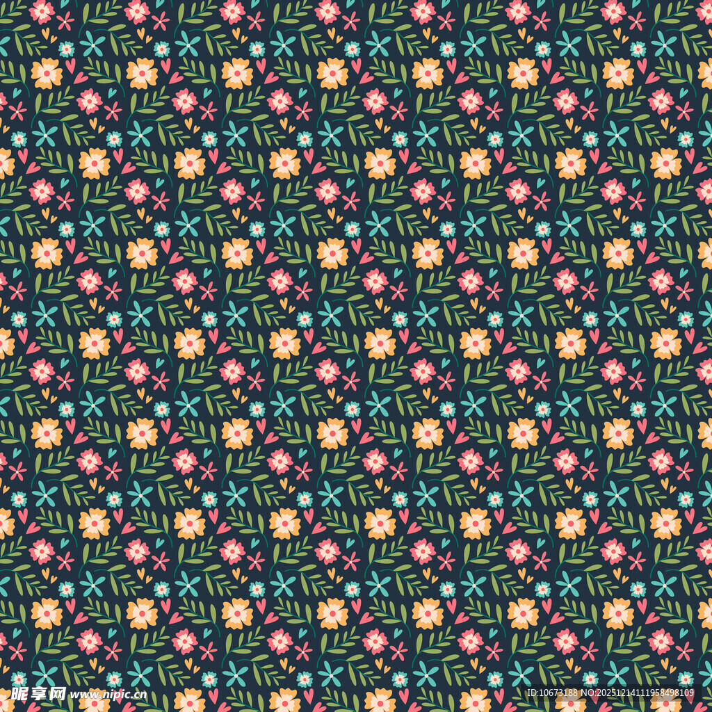 多彩花卉几何图案纹理