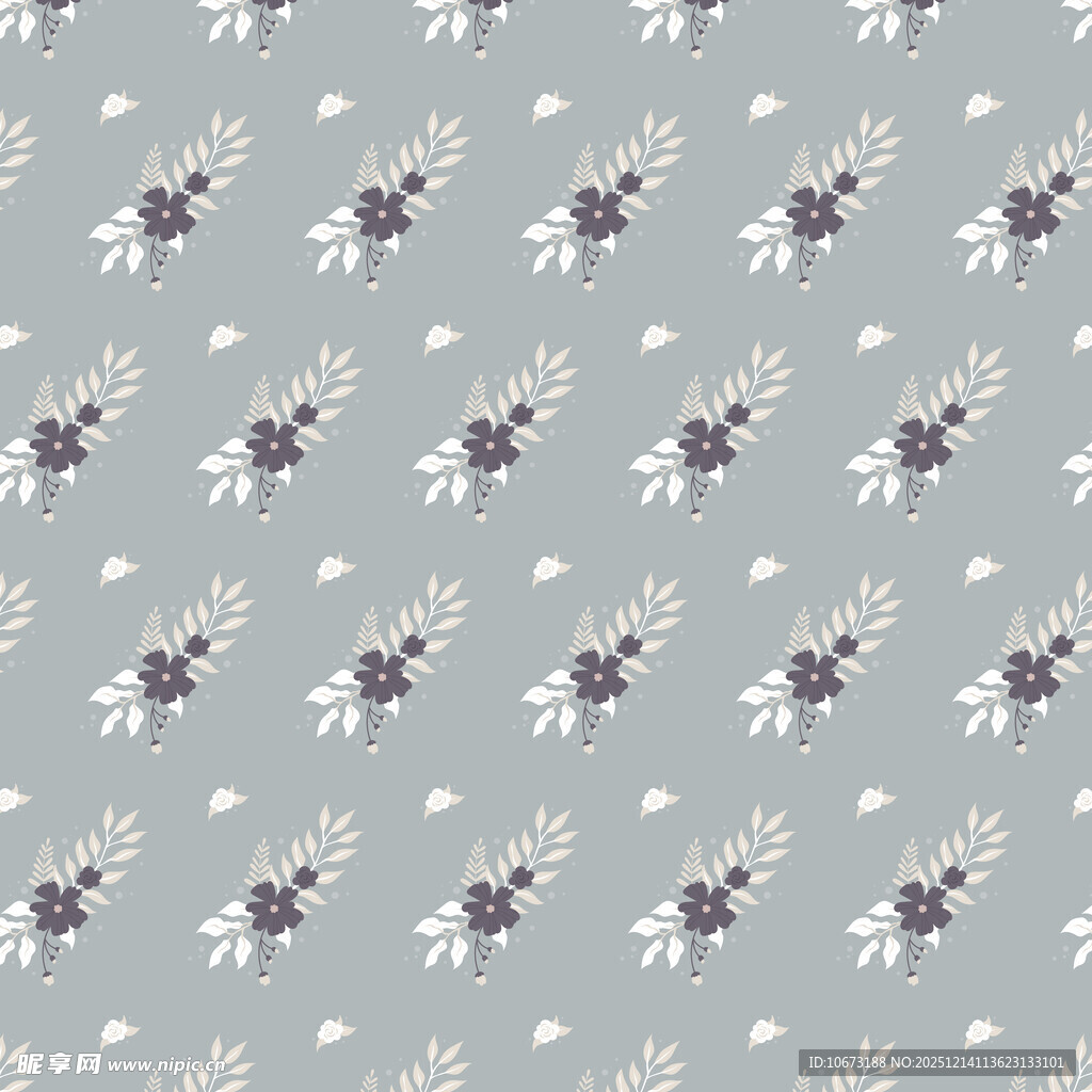 浅灰底紫色小花图案纹理