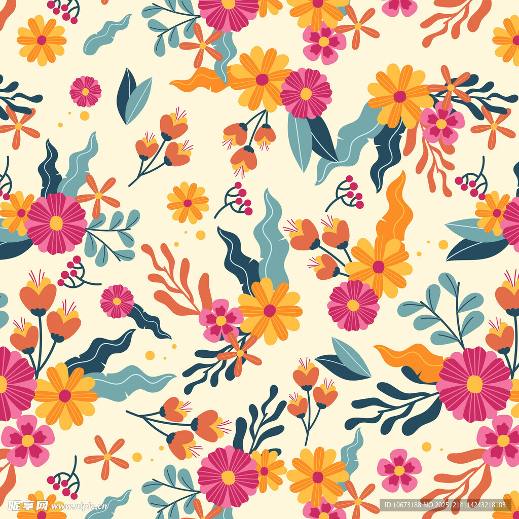 多彩花卉图案背景设计