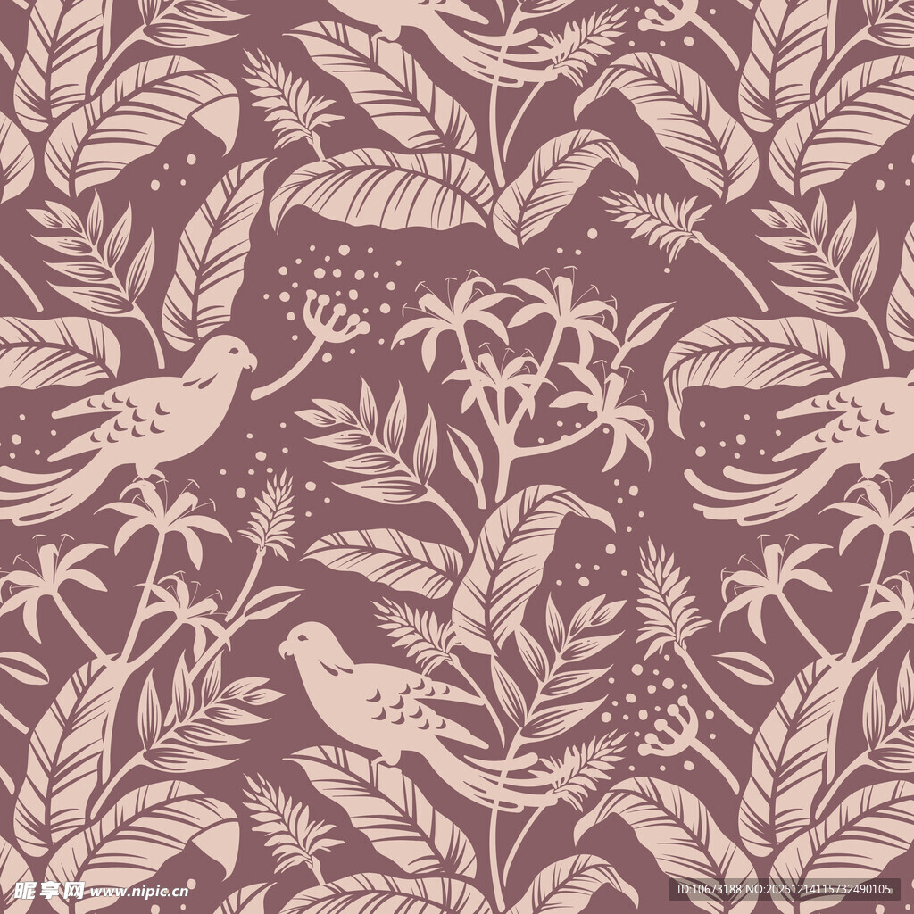 复古风花鸟植物图案纹理