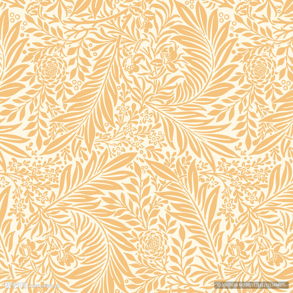 米黄色植物花纹图案背景