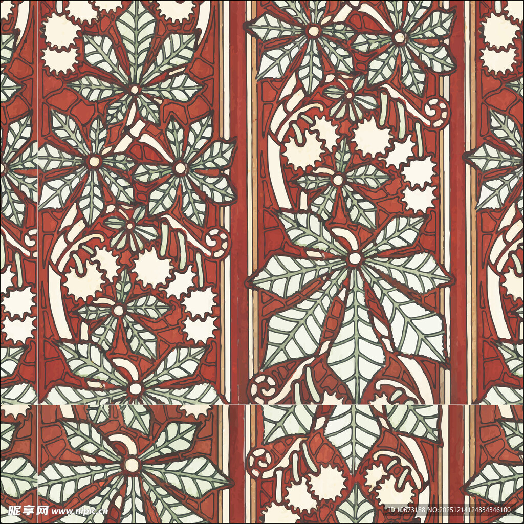 复古花卉条纹图案设计